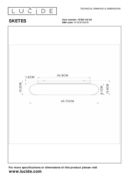 Lucide SKETES - Plafonnière - Ø 45,7 cm - LED Dimb. - CCT - 1x24W 2700K/4000K - Transparant - technisch